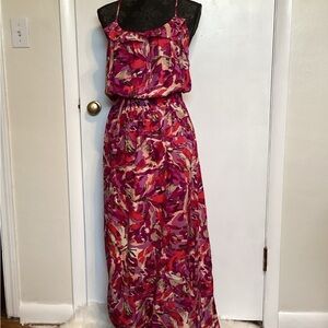 Parker silk floral long dress size small
